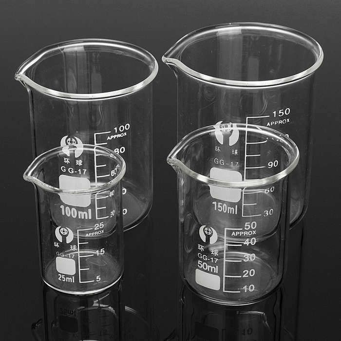 4Pcs Borosilicate Glass Beaker Volumetric Glassware For Laboratory