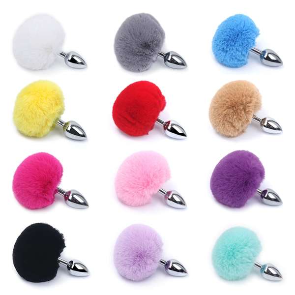 Metal Rabbit Tail Anal Butt Plug Stainless Steel Bunny Tail Sex Toys