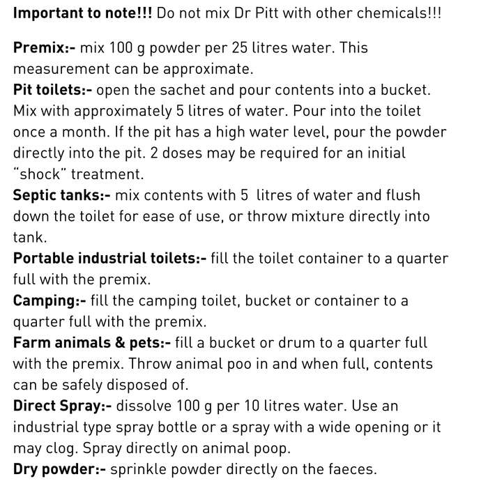 Dr Pitt Eco-Friendly Toilet Sanitizer Powder