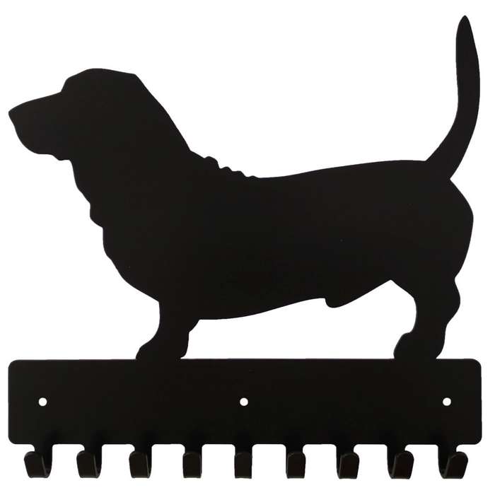 Eboy Steel Basset Key Rack or Leash Hanger - 9 Hooks - Black