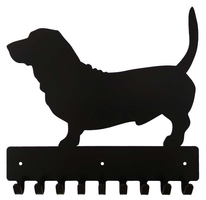 Eboy Steel Basset Key Rack or Leash Hanger - 9 Hooks - Black