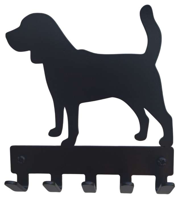 Eboy Steel Beagle Key Rack or Leash Hanger - 5 Hooks - Black