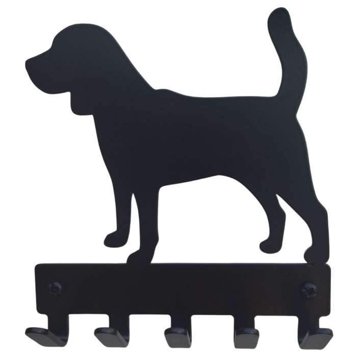 Eboy Steel Beagle Key Rack or Leash Hanger - 5 Hooks - Black