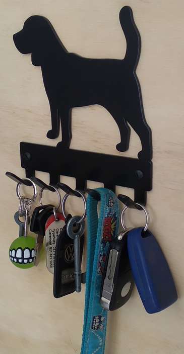Eboy Steel Beagle Key Rack or Leash Hanger - 5 Hooks - Black