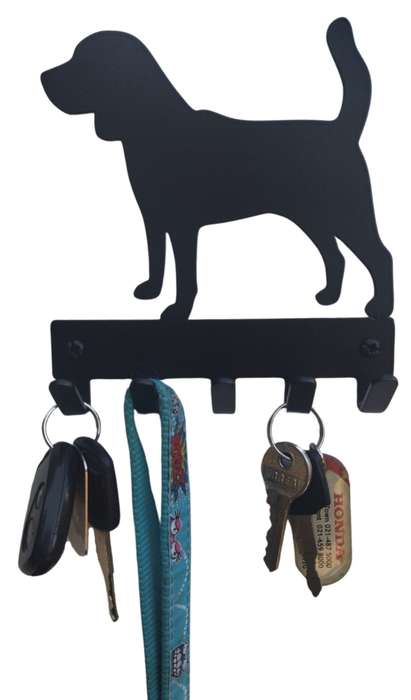Eboy Steel Beagle Key Rack or Leash Hanger - 5 Hooks - Black