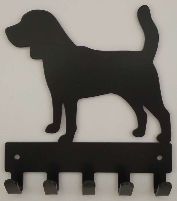 Eboy Steel Beagle Key Rack or Leash Hanger - 5 Hooks - Black