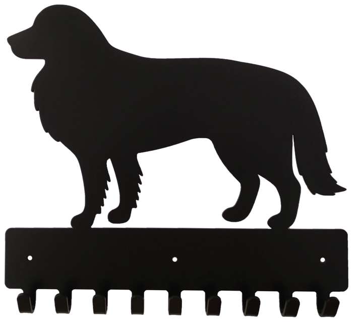 Eboy Steel Border Collie Key Rack or Leash Hanger - 9 Hooks - Black