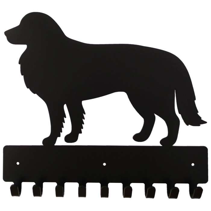 Eboy Steel Border Collie Key Rack or Leash Hanger - 9 Hooks - Black