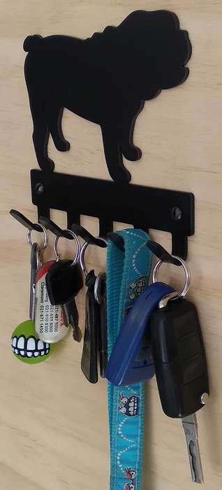 Eboy Steel Bulldog Key Rack or Leash Hanger - 5 Hooks - Black