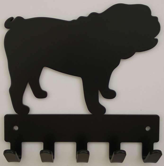 Eboy Steel Bulldog Key Rack or Leash Hanger - 5 Hooks - Black