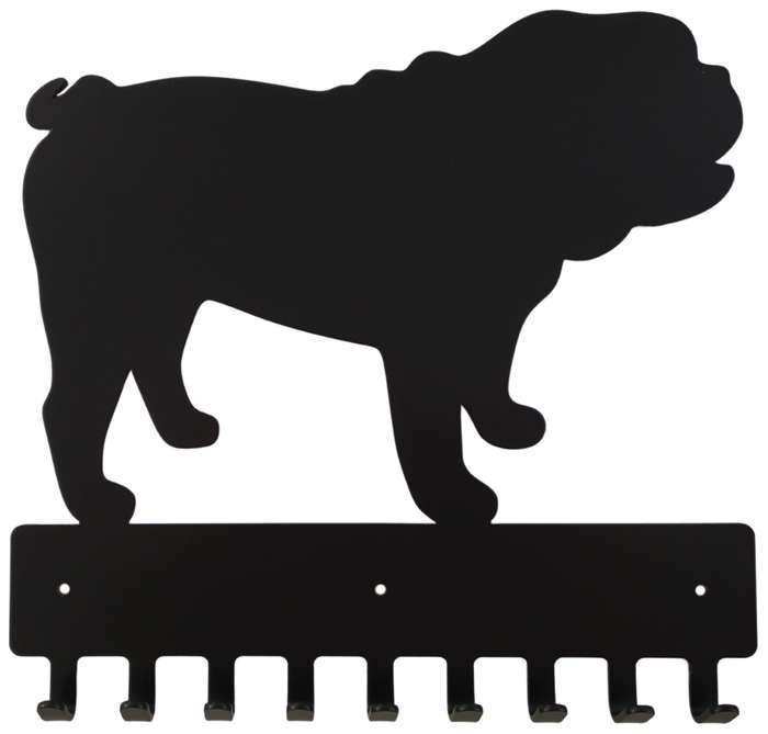 Eboy Steel Bulldog Key Rack or Leash Hanger - 9 Hooks - Black