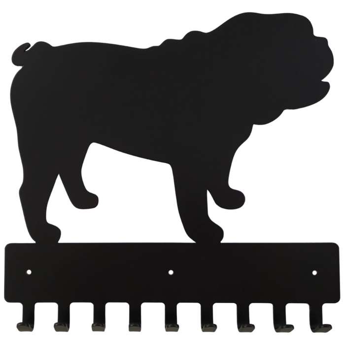 Eboy Steel Bulldog Key Rack or Leash Hanger - 9 Hooks - Black