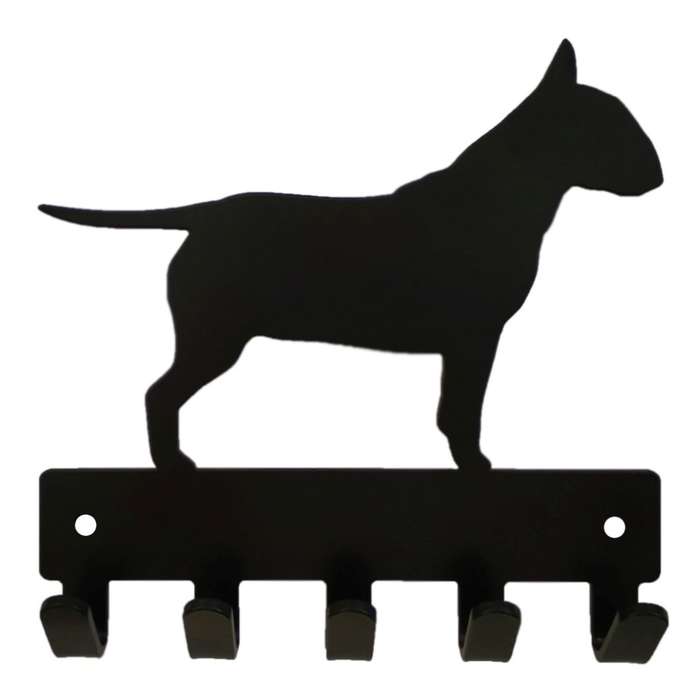 Eboy Steel Bull Terrier Key Rack or Leash Hanger - 5 Hooks - Black