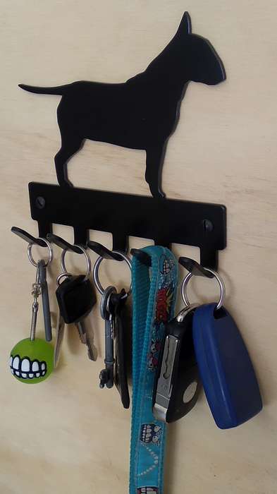 Eboy Steel Bull Terrier Key Rack or Leash Hanger - 5 Hooks - Black