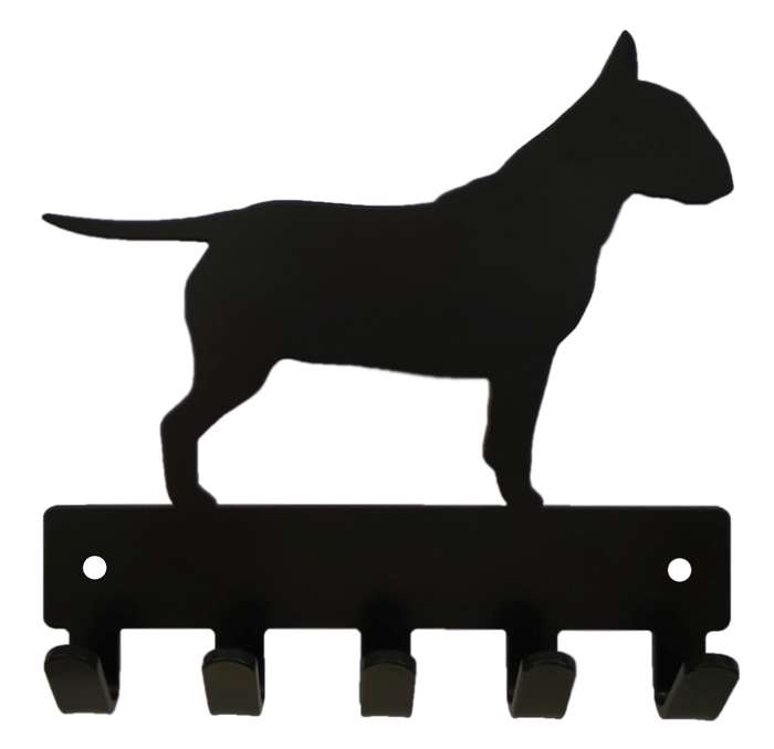 Eboy Steel Bull Terrier Key Rack or Leash Hanger - 5 Hooks - Black