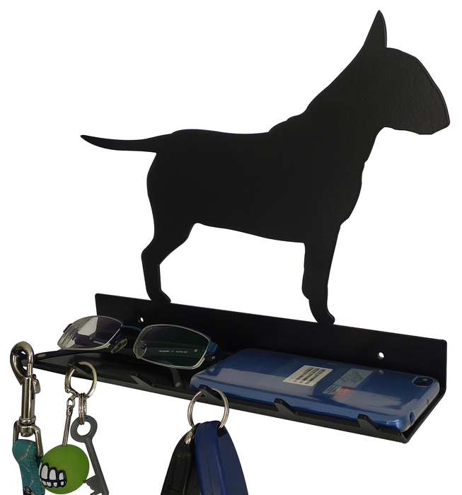 Eboy Steel Bull Terrier Key Rack with Tray - 6 Hooks - Black