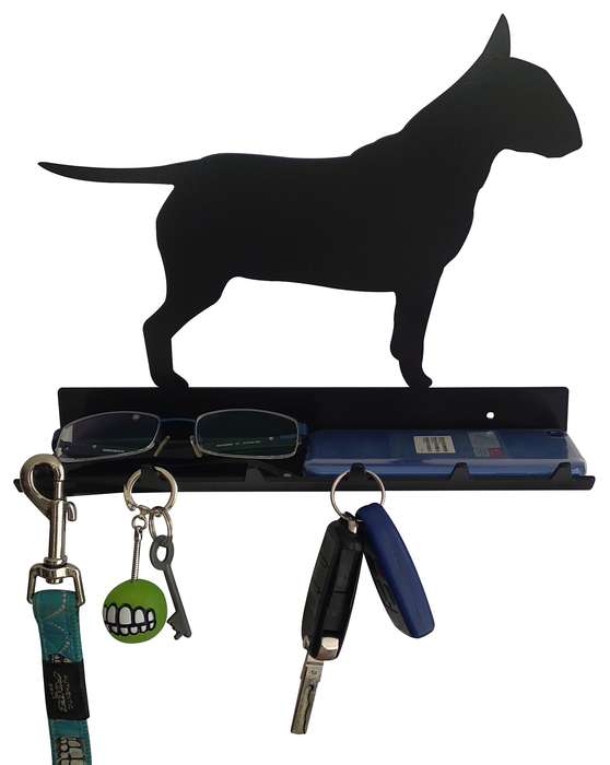 Eboy Steel Bull Terrier Key Rack with Tray - 6 Hooks - Black