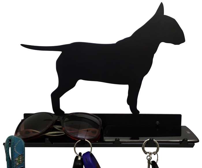 Eboy Steel Bull Terrier Key Rack with Tray - 6 Hooks - Black