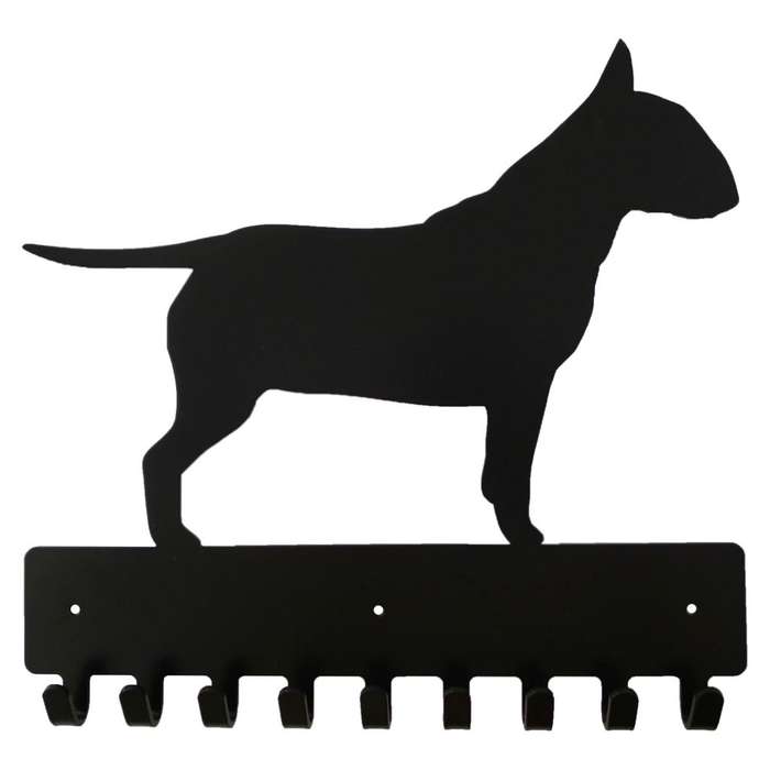 Eboy Steel Bull Terrier Key Rack or Leash Hanger - 9 Hooks - Black
