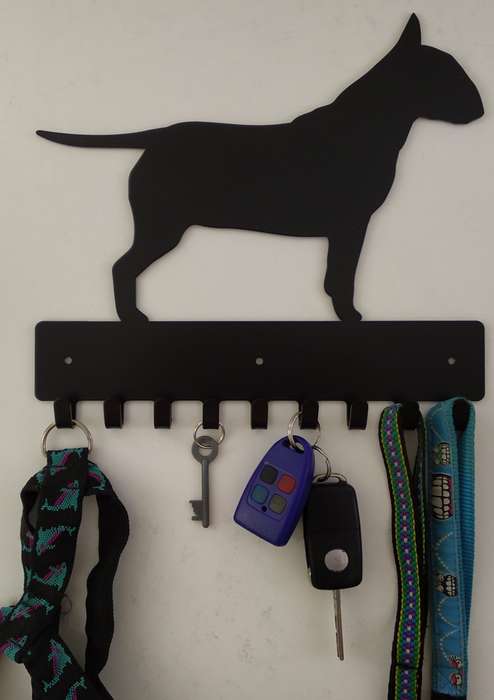 Eboy Steel Bull Terrier Key Rack or Leash Hanger - 9 Hooks - Black