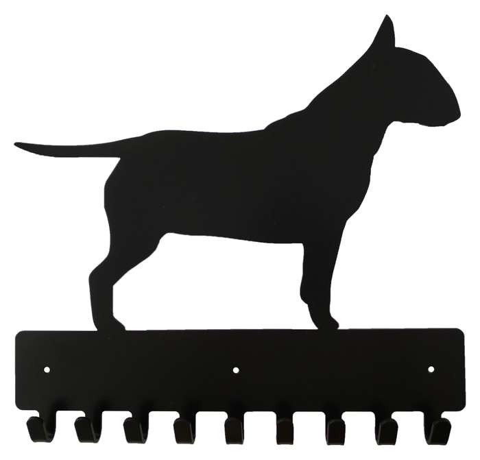 Eboy Steel Bull Terrier Key Rack or Leash Hanger - 9 Hooks - Black
