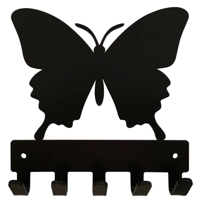 Eboy Steel Butterfly Key Rack or Leash Hanger - 5 Hooks - Black