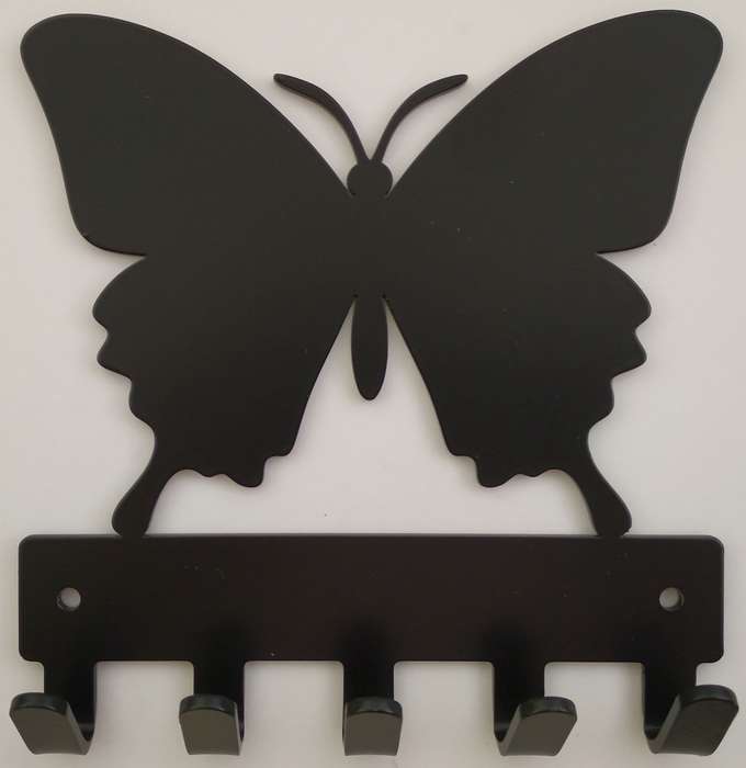 Eboy Steel Butterfly Key Rack or Leash Hanger - 5 Hooks - Black