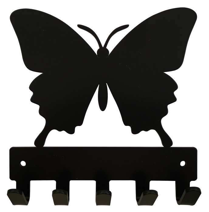 Eboy Steel Butterfly Key Rack or Leash Hanger - 5 Hooks - Black