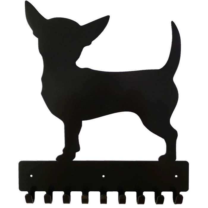 Eboy Steel Chihuahua Key Rack or Leash Hanger - 9 Hooks - Black