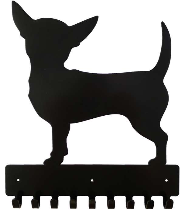 Eboy Steel Chihuahua Key Rack or Leash Hanger - 9 Hooks - Black