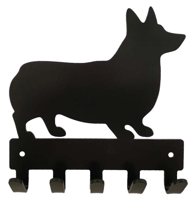 Eboy Steel Corgi Key Rack or Leash Hanger - 5 Hooks - Black