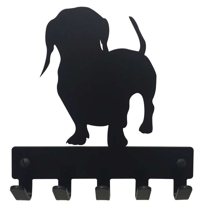 Eboy Steel Dachshund Key Rack or Leash Hanger V1 - 5 Hooks - Black