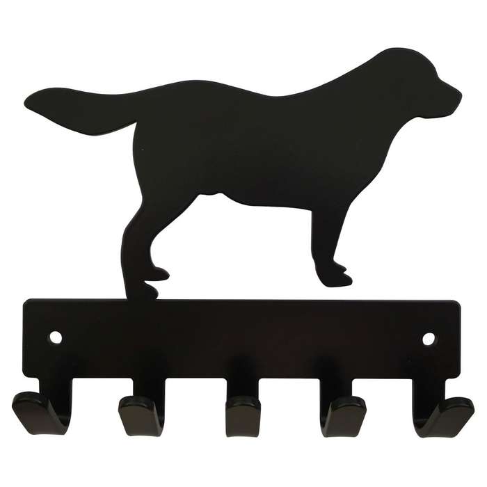 Eboy Steel Golden Retriever Key Rack or Leash Hanger - 5 Hooks - Black