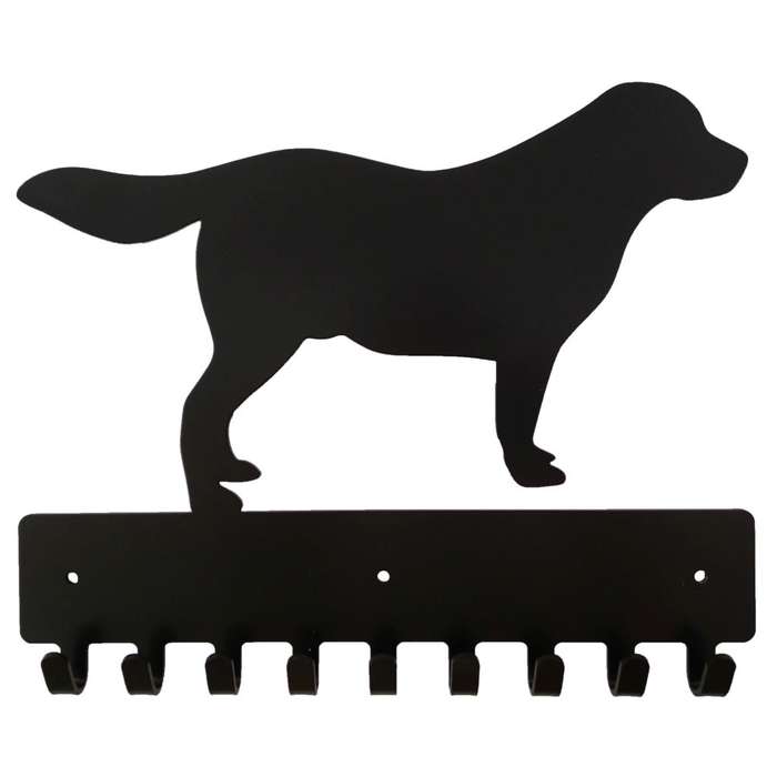 Eboy Steel Golden Retriever Key Rack or Leash Hanger - 9 Hooks - Black