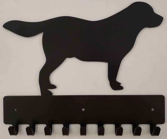 Eboy Steel Golden Retriever Key Rack or Leash Hanger - 9 Hooks - Black