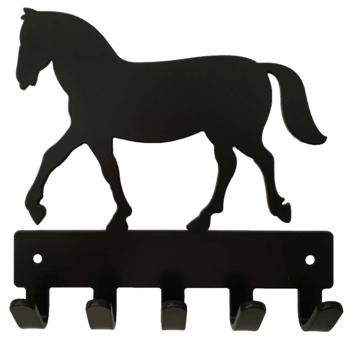 Eboy Steel Horse Key Rack or Leash Hanger - 5 Hooks - Black