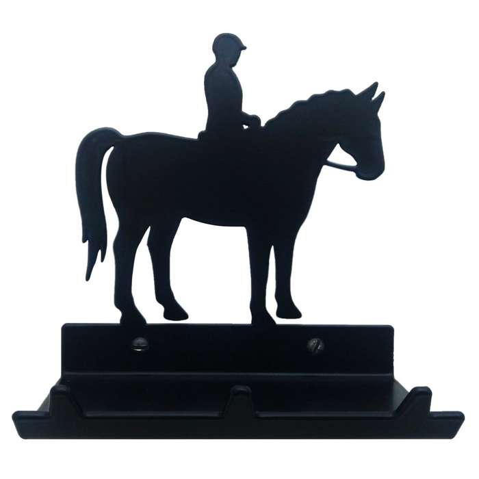 Eboy Steel Horse & Rider Key Rack with Tray - 3 Hooks - Black