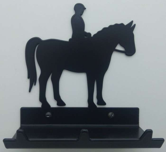 Eboy Steel Horse & Rider Key Rack with Tray - 3 Hooks - Black