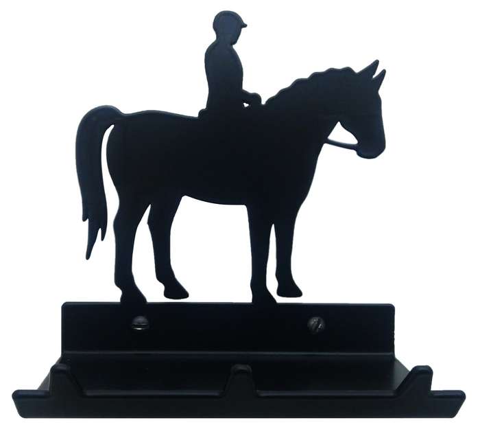 Eboy Steel Horse & Rider Key Rack with Tray - 3 Hooks - Black