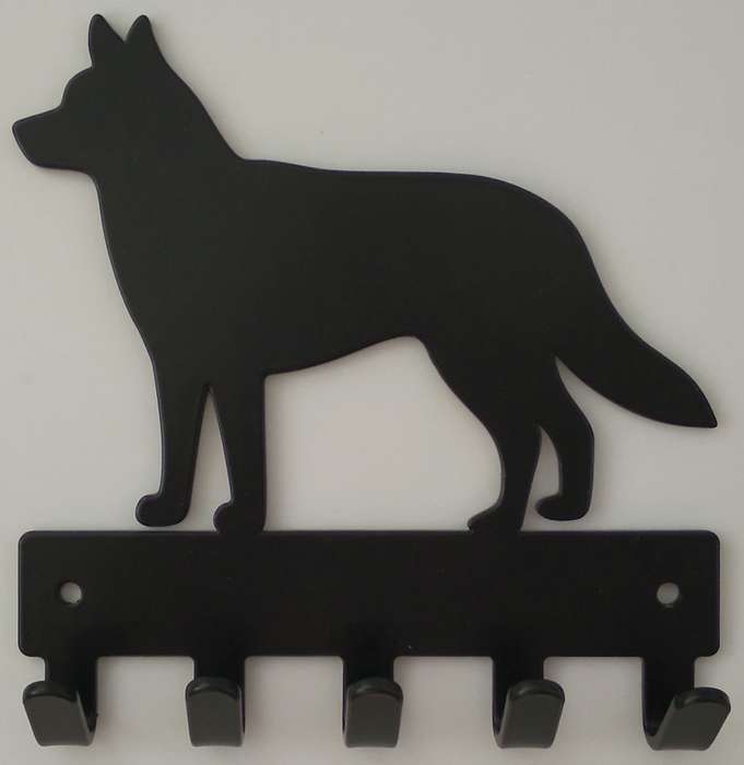 Eboy Steel Husky Key Rack or Leash Hanger - 5 Hooks - Black