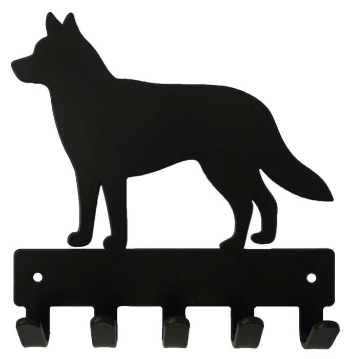 Eboy Steel Husky Key Rack or Leash Hanger - 5 Hooks - Black