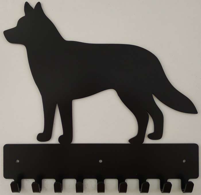 Eboy Steel Husky Key Rack or Leash Hanger - 9 Hooks - Black