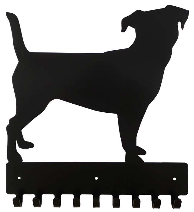 Eboy Steel Jack Russel Key Rack or Leash Hanger - 9 Hooks - Black