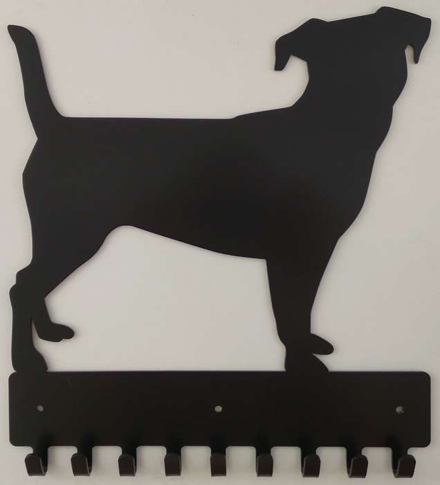 Eboy Steel Jack Russel Key Rack or Leash Hanger - 9 Hooks - Black
