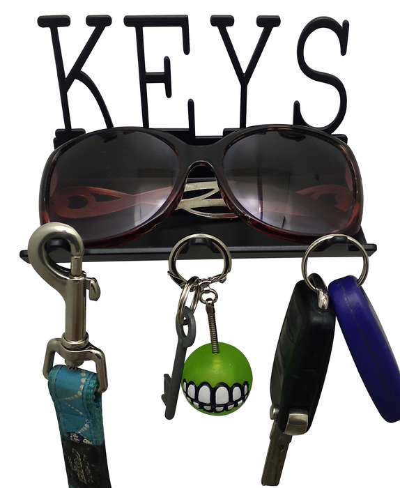 Eboy Steel Key Rack with Tray - 3 Hooks - Black