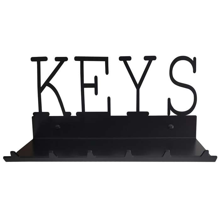 Eboy Steel Keys Rack with Large Tray - 6 Hooks - Black