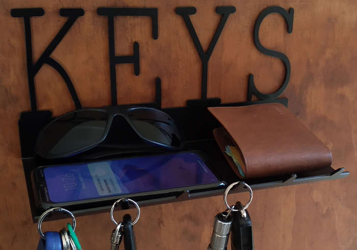 Eboy Steel Keys Rack with Large Tray - 6 Hooks - Black