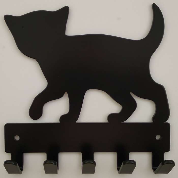 Eboy Steel Kitten Key Rack or Leash Hanger - 5 Hooks - Black