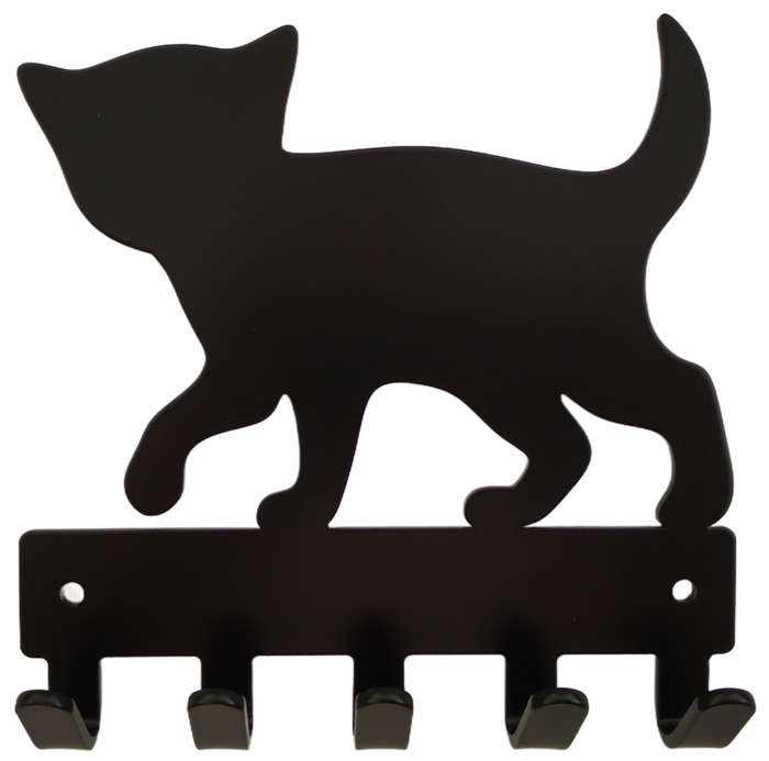 Eboy Steel Kitten Key Rack or Leash Hanger - 5 Hooks - Black