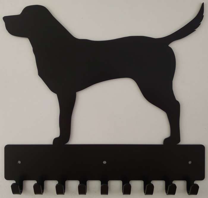 Eboy Steel Labrador Retriever Key Rack or Leash Hanger - 9 Hooks - Black